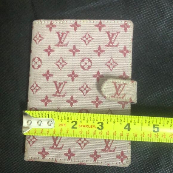 LOUIS VUITTON Mini Lin Red Agenda Binder Passport Holder Credit Card Wallet - Picture 17 of 17
